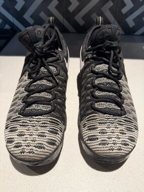 Nike Black and Cream Flyknit High-Top Sneakers